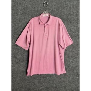 Martin Mens Polo Shirt Size XL Pink Striped Preppy Golf Pima Cotton Short Sleeve